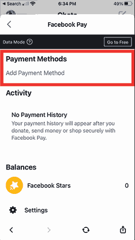 how to add payment method in Facebook Pay in Messenger