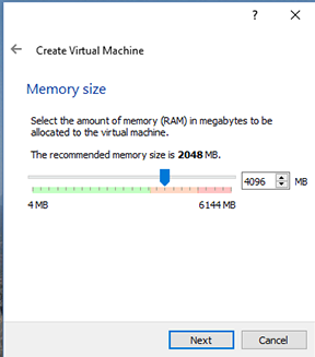 Creating Virtual Machine allocating Memory size