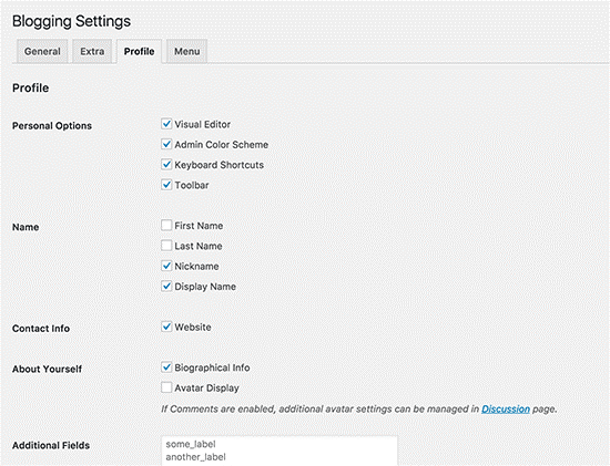 Blogging Settings to disable the blog