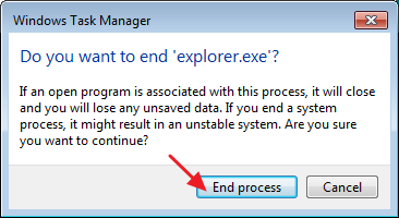 how to end the explorer.exe