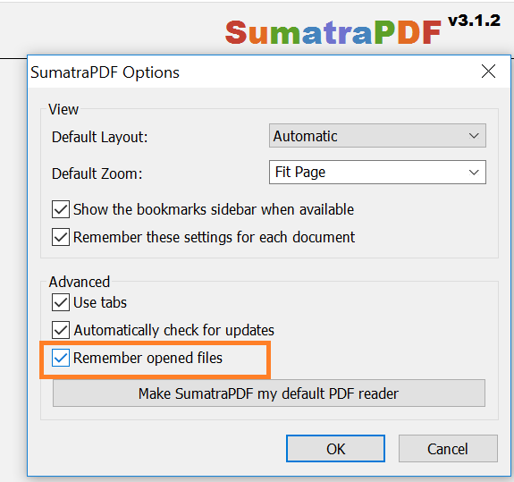 How to Use Sumatra PDF Reader to Restore Last opened Files
