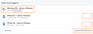 How to logout from all devices in facebook account