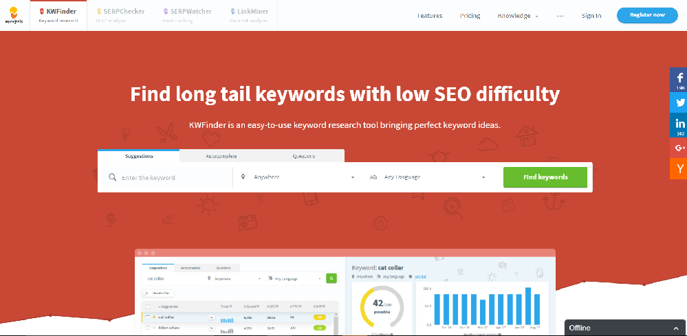 KWFinder - google keyword ranking