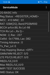 Samsung Galaxy GSM Network Status Code: *#0011#