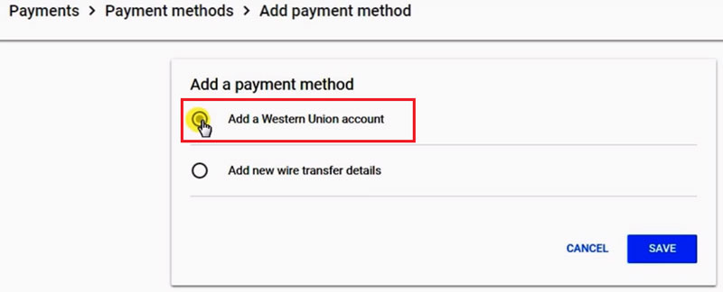 how to withdraw money from adsense western union