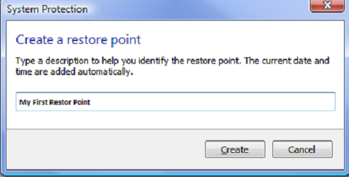 create restore point windows 7 step by step