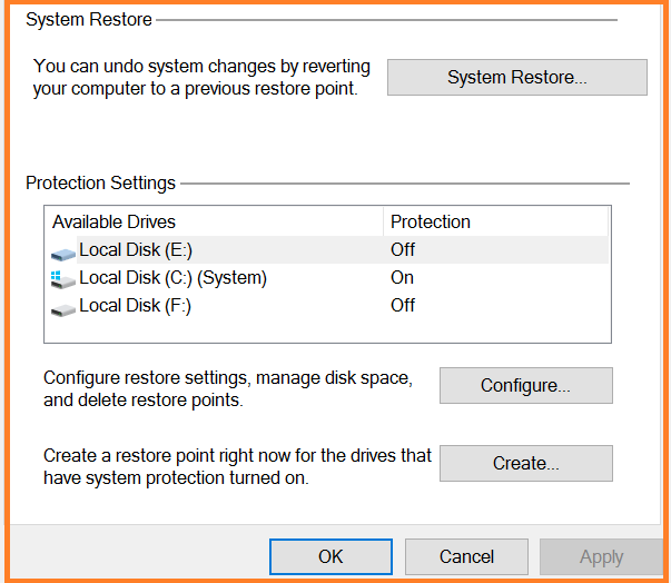 how to create a windows restore point to save the registry