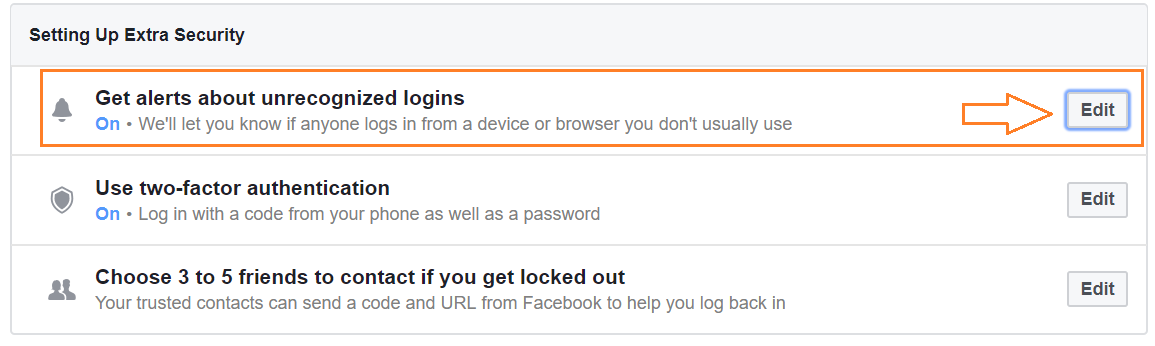 how to enable login alerts in facebook