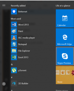 how to signout from skype preview in windows 10 left pane