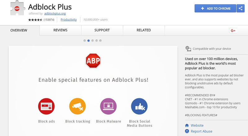 Adblock Plus best Google Chrome Extentions
