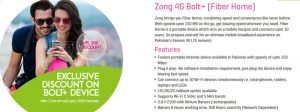 Zong 4g Bolt+ internet packages daily weekly monthly