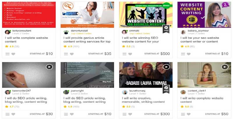 how to find top rated gigs at Fiverr