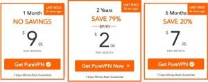 PureVPN - pricing plans