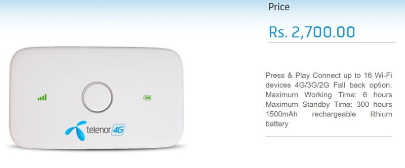 telenor 4G MiFi device price reviews features