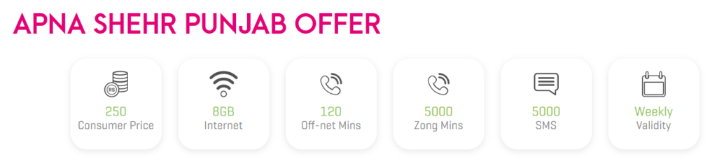 Zong Punjab Package Code Price and Details