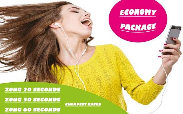 Zong Economy Package, 20, 30 60 Seconds Cheapest Rates for Call SMS and Internet