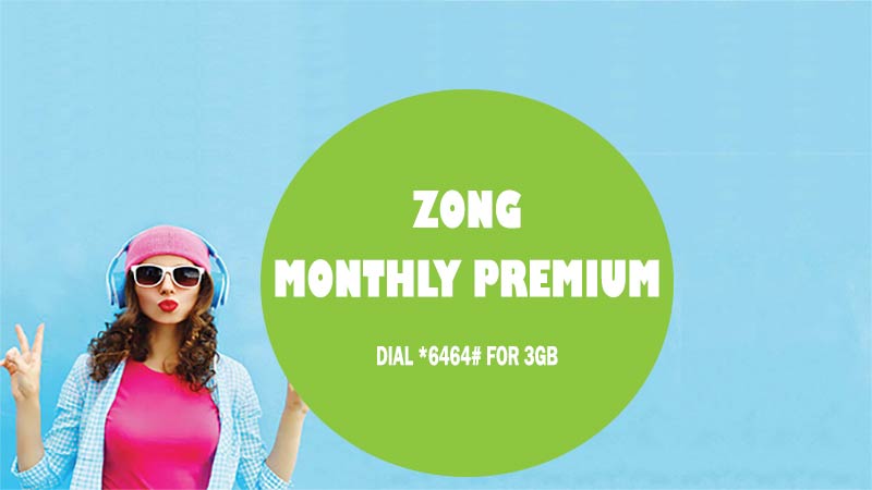Zong Monthly Premium 3 GB Internet Package On All Data SIMs